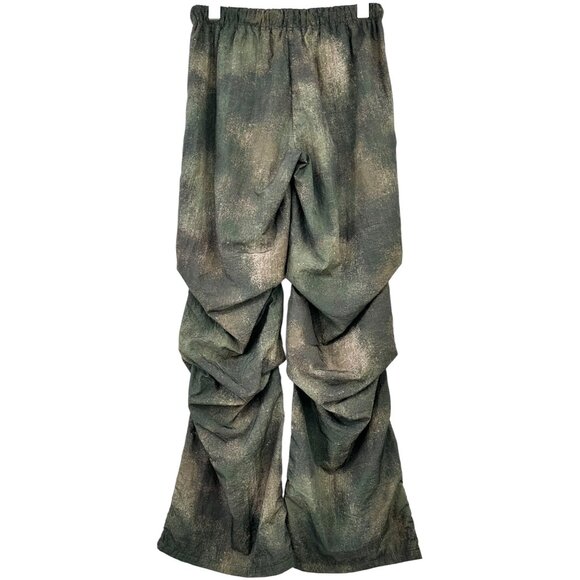 I AM GIA Ishta Green Camouflage Camo Relaxed Fit Wide Leg Parachute Pants sz S - Picture 2 of 12